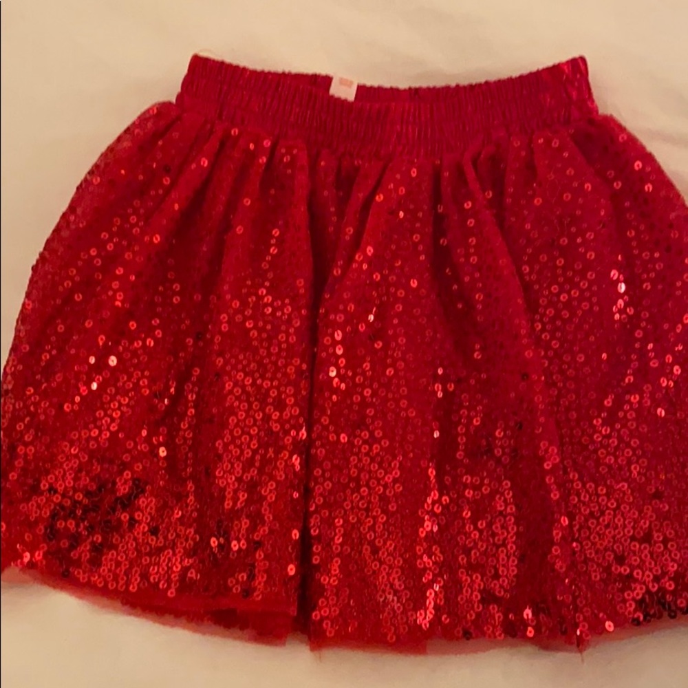 Red sequin skirt
